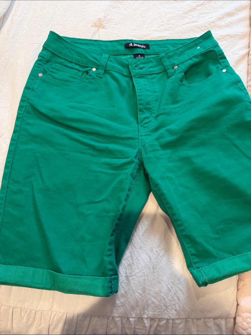 d. jeans Women's Bright Green High Waist Shorts